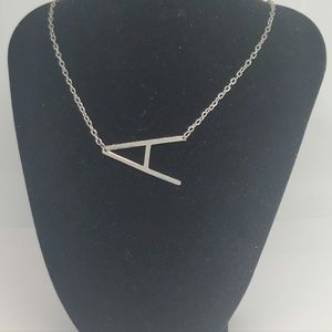 INITIAL "A" Silver Tone Necklace